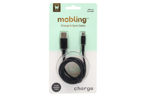 Mobling Braided Cable USB-A to MicroUSB - 1.2m Black