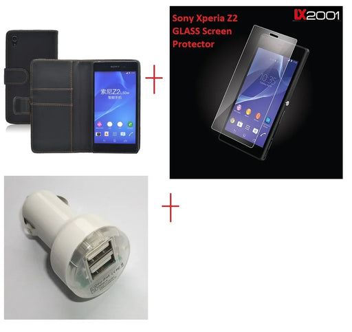 Sony Xperia Z2 Leather Case Car Charger GLASS SP - LX2001 - Homewares, Outdoor, Phone Accessories, Cases, Speakers, Headphones + More -