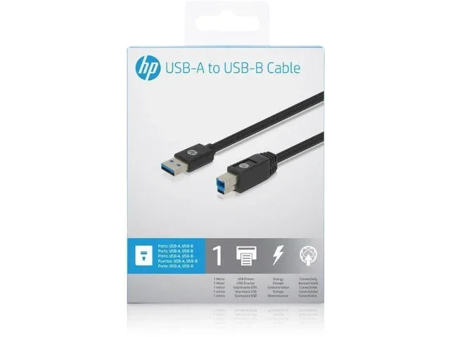 HP USB A to USB B Cable - 1.0m - LX2001 - Homewares, Outdoor, Phone Accessories, Cases, Speakers, Headphones + More -