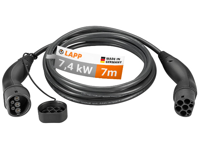 LAPP EV Charge Cable Charger Type 2 (7.4kW-1P-32A) 7m - Black