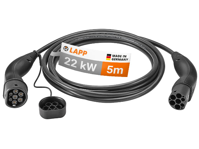 LAPP EV Charge Cable Charger Type 2 (22kW-3P-32A) 5m - Black