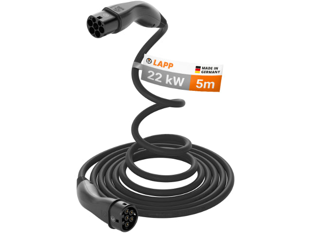 LAPP EV Helix Charge Charger Cable Type 2 (22kW-3P-32A) 5m - Black