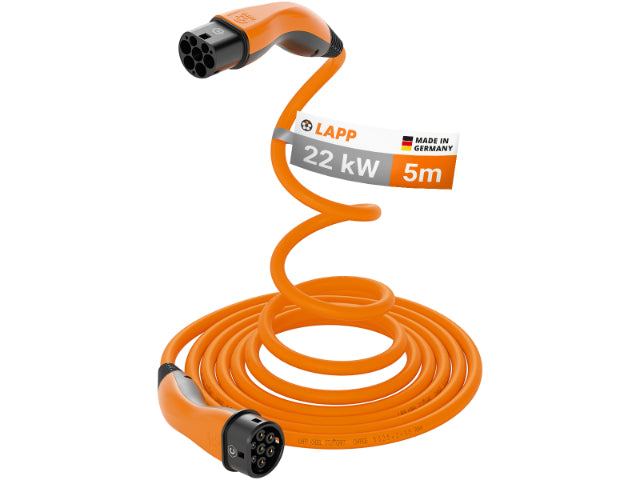LAPP EV Helix Charge Charger Cable Type 2 (22kW-3P-32A) 5m - Orange