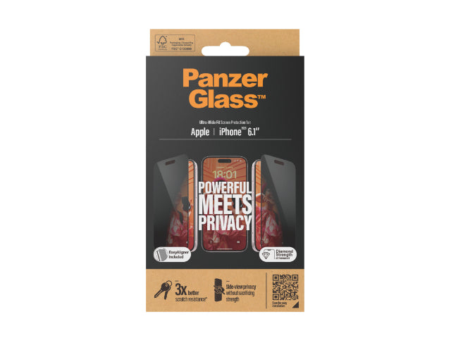 PanzerGlass Privacy Screen Protector iPhone 15 Case