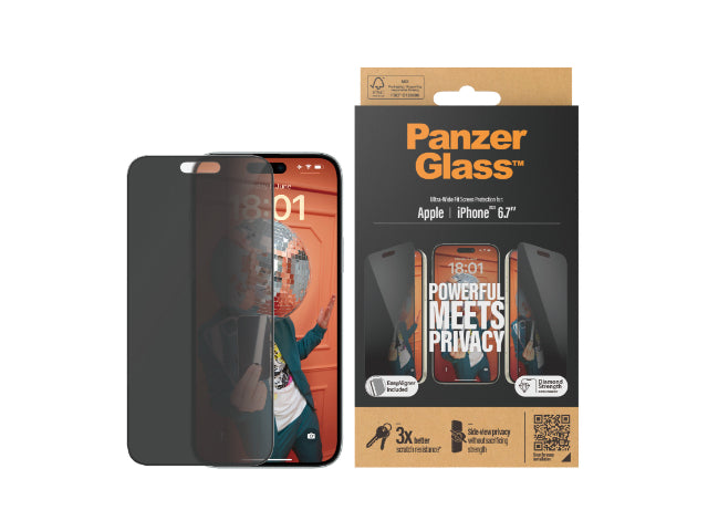 PanzerGlass Privacy Screen Protector iPhone 15 Plus