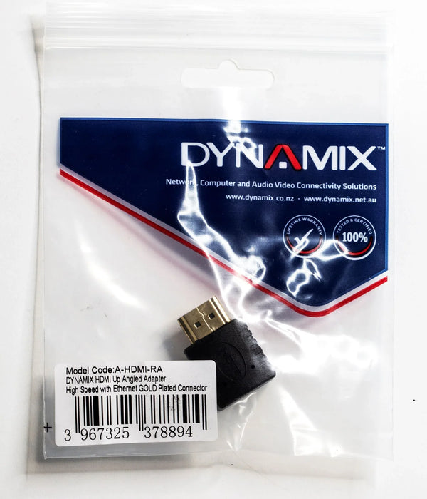 DYNAMIX HDMI Up Angled Adapter High-Speed with Ethernet Gold Plated Connectors - LX2001 - Homewares, Outdoor, Phone Accessories, Cases, Speakers, Headphones + More -