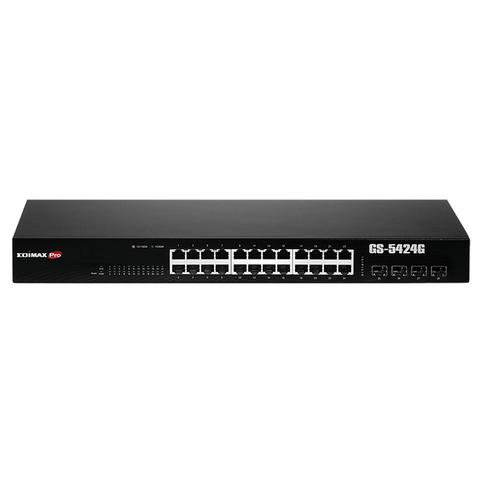 EDIMAX 24 Port Gigabit Long Range Web Smart Rack-mount Switch. With 4 SFP. Exten