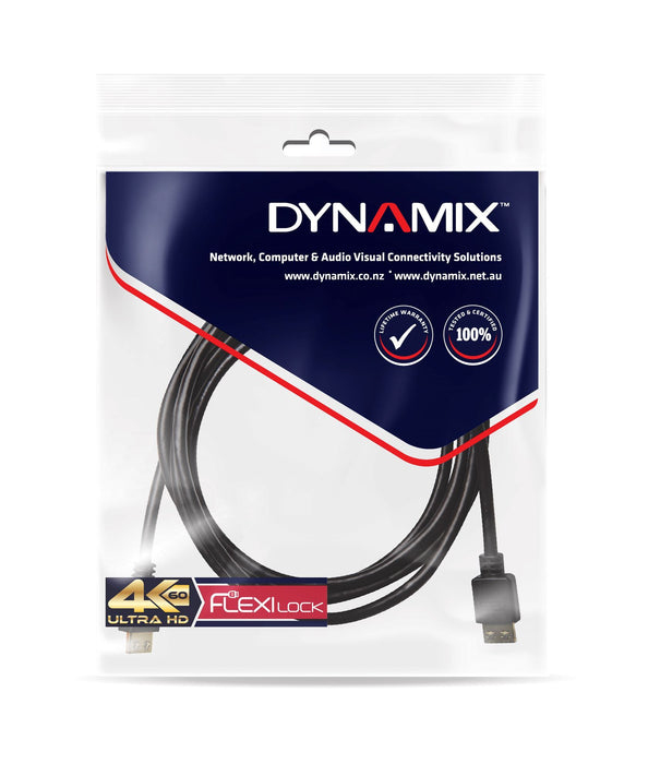 DYNAMIX 0.5m HDMI High Speed 18Gbps Flexi Lock Cable with Ethernet Max Res 4K2K