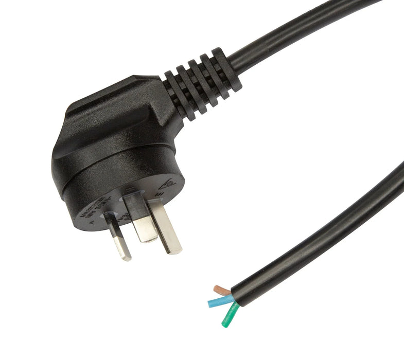DYNAMIX 3M 3-Pin Right Angled Plug Bare End 3 Core 1mm Cable Black SAA Approved - LX2001 - Homewares, Outdoor, Phone Accessories, Cases, Speakers, Headphones + More -