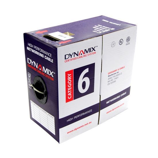 DYNAMIX 305M Cat6 Yellow UTP STRANDED Cable Roll 250MHz, 24 AWGx4P PVC Jacket Su