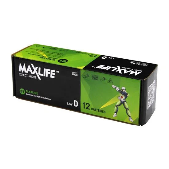 Batda Battery MAXLIFE D Alkaline Battery 12 Batteries Per Pack — LX2001 - Homewares ...