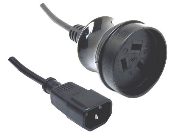 DYNAMIX 2M 3-Pin Socket to IEC C14 Male Connector. 10A. SAA Approved Power Cord