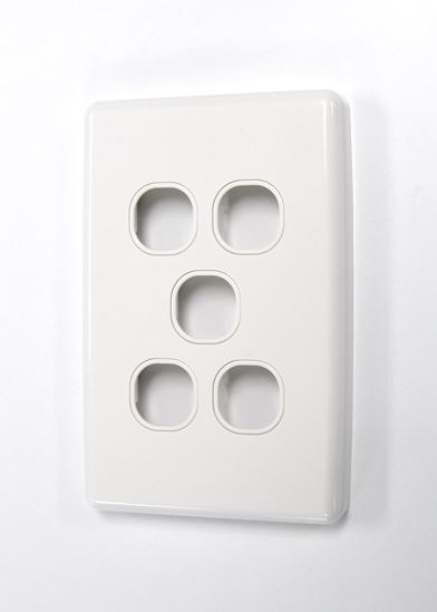 AMDEX Switch Plate ONLY. 5 Gang WPC Series Wall Face Full Cover Plate. (Accepts