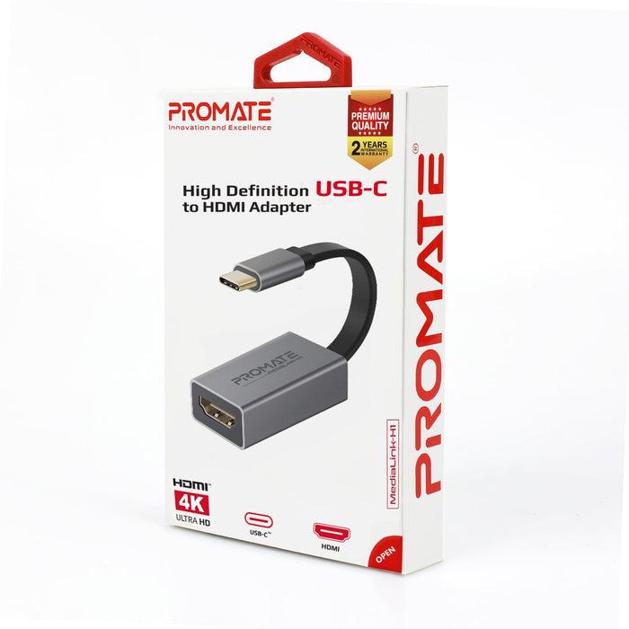 PROMATE USB-C to HDMI Adapter. Supports up to 4K@30Hz. Plug & Play. Input: USB-C