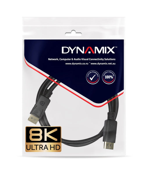 DYNAMIX 3m DisplayPort V1.4 Cable Supports up to 8K (FUHD) Resolution. 28AWG