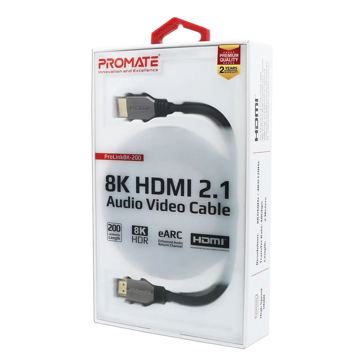 PROMATE 2m HDMI 2.1 Full Ultra HD (FUHD) Audio Video Cable. Supports up to 8K. M - LX2001 - Homewares, Outdoor, Phone Accessories, Cases, Speakers, Headphones + More -