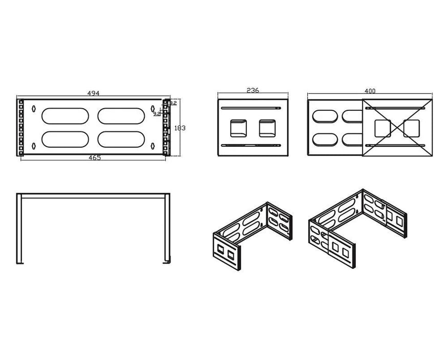 DYNAMIX 4RU 19'' Wall Mount Foldable Bracket Top Bottom Covers Adjustable Depth - LX2001 - Homewares, Outdoor, Phone Accessories, Cases, Speakers, Headphones + More -