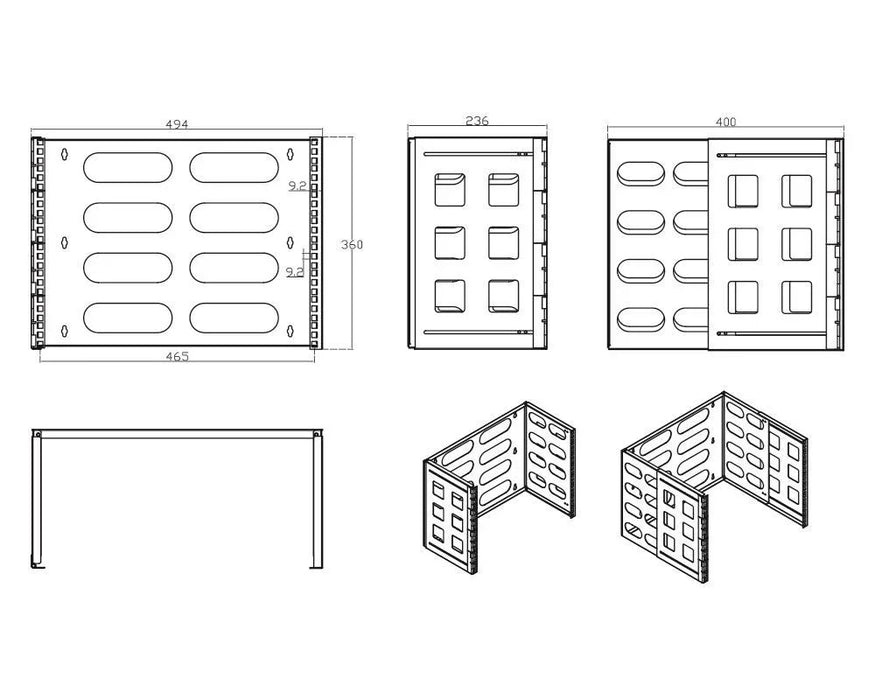 DYNAMIX 8RU 19'' Wall Mount Foldable Bracket. Includes Top & Bottom Covers - LX2001 - Homewares, Outdoor, Phone Accessories, Cases, Speakers, Headphones + More -