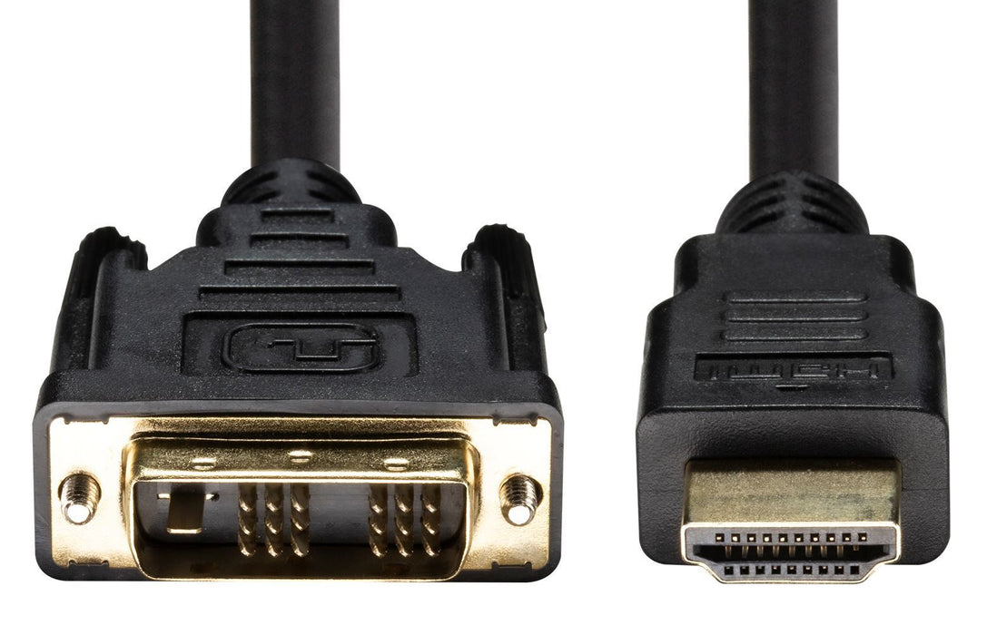DYNAMIX 1m HDMI Male to DVI-D Male (18+1) Cable. Single Link Max Res:1080P 60Hz