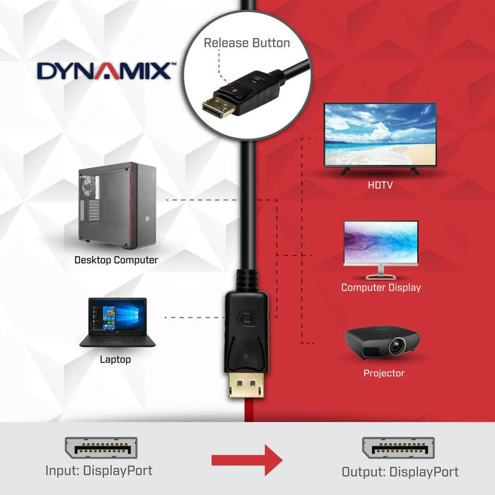 DYNAMIX 2m DisplayPort v1.2 Cable w Gold Shell Connectors DDC Compliant 4K60Hz - LX2001 - Homewares, Outdoor, Phone Accessories, Cases, Speakers, Headphones + More -