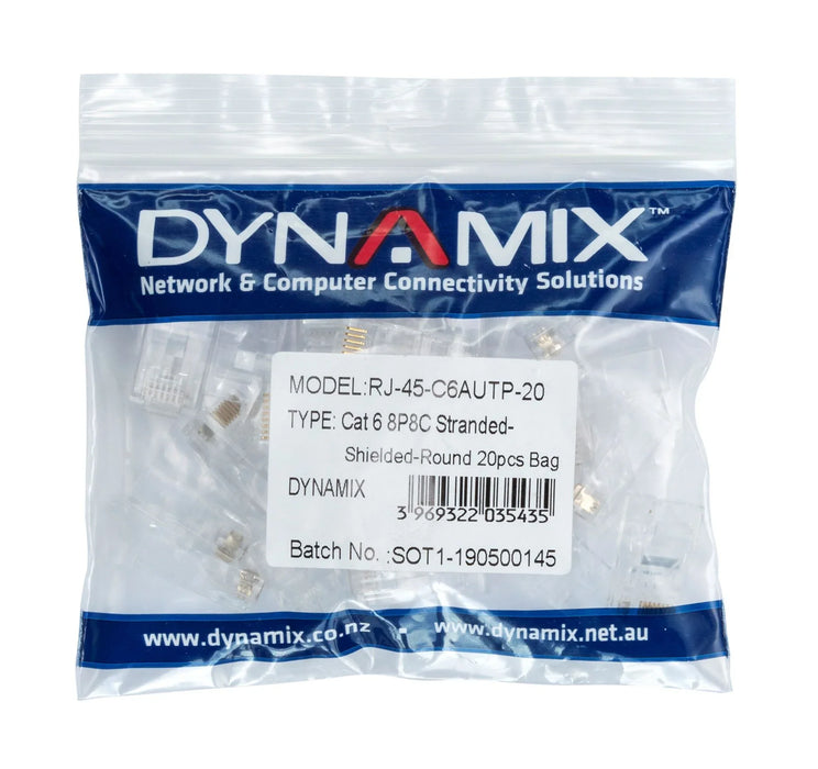 DYNAMIX Cat6/6A UTP RJ45 plug for Solid and Stranded Cable (20 piece Bag) - LX2001 - Homewares, Outdoor, Phone Accessories, Cases, Speakers, Headphones + More -