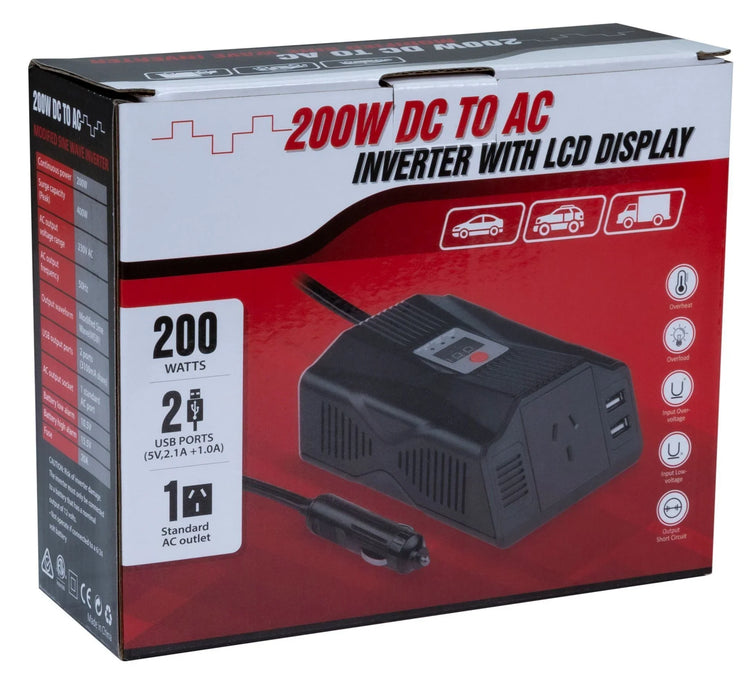 DYNAMIX 200W Power Inverter DC to AC. Input: 12V DC, Output: 230V AC Modified Si - LX2001 - Homewares, Outdoor, Phone Accessories, Cases, Speakers, Headphones + More -