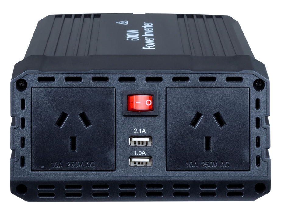 DYNAMIX 600W Power Inverter Input: 13.5V DC, Output: 230V AC. Two USB power port