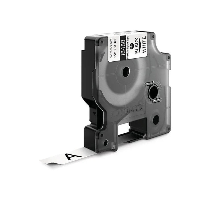 DYMO Genuine Rhino Industrial Flexible Nylon Labels. 12mm x 3.5m. Black on White - LX2001 - Homewares, Outdoor, Phone Accessories, Cases, Speakers, Headphones + More -