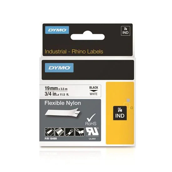 DYMO Genuine Rhino Industrial Labels-Flexible Nylon 19mm Black on White. Industr - LX2001 - Homewares, Outdoor, Phone Accessories, Cases, Speakers, Headphones + More -