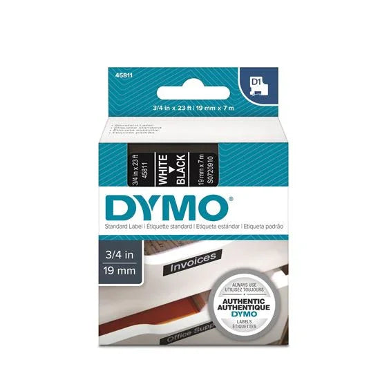 DYMO Genuine D1 Label Cassette Tape 19mm x 7M; White on Black Suitable for the - LX2001 - Homewares, Outdoor, Phone Accessories, Cases, Speakers, Headphones + More -