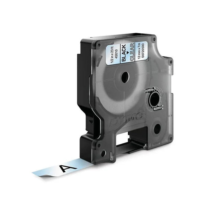 DYMO Genuine D1 Label Cassette Tape 12mm x 7M; Black on Clear. Suitable for the - LX2001 - Homewares, Outdoor, Phone Accessories, Cases, Speakers, Headphones + More -