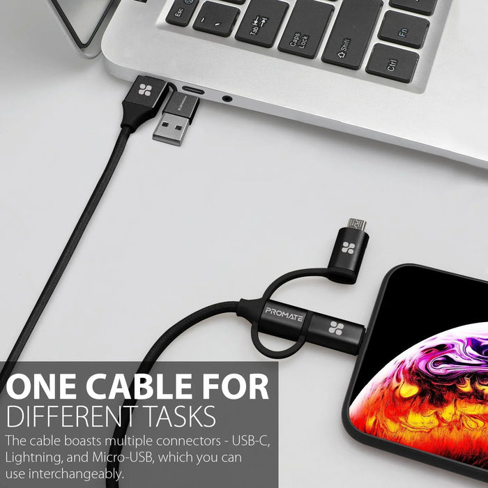 PROMATE 6-in-1 Hybrid 1.2m Multi-Connector Cable for Charging & Data Transfer. 6 - LX2001 - Homewares, Outdoor, Phone Accessories, Cases, Speakers, Headphones + More -