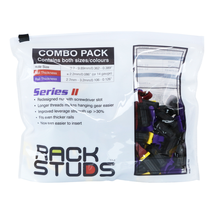 RACKSTUDS Series II Combo-pack with 40 sets of each Size/Colour. Smart Rack Moun