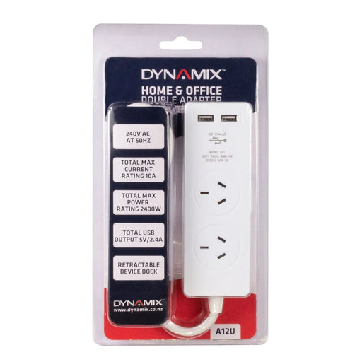 DYNAMIX 2-way Powerboard with 2x USB 2.4A Rapid Charging Ports. Includes Built - LX2001 - Homewares, Outdoor, Phone Accessories, Cases, Speakers, Headphones + More -