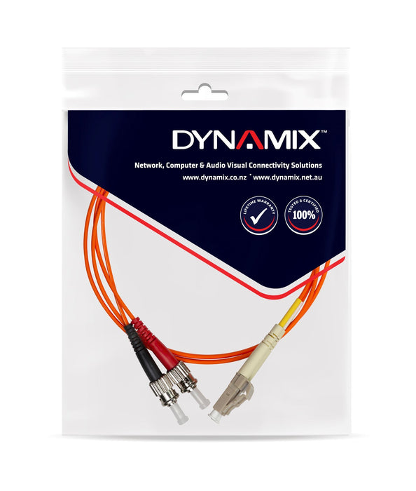 DYNAMIX 15M 62.5u LC/ST OM1 Fibre Lead (Duplex, Multimode) Orange LSZH Jacket