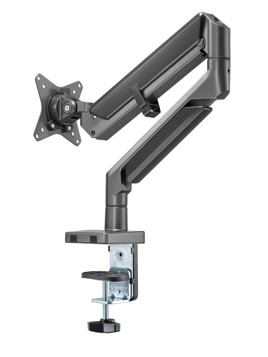 BRATECK 17''-32'' Polished Aluminium Gas-Spring Desk Mount Single Monitor Arm. S