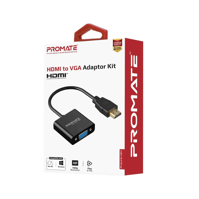 PROMATE HDMI (Male) to VGA (Female) Display Adaptor Kit. Supports up to 1920x108 - LX2001 - Homewares, Outdoor, Phone Accessories, Cases, Speakers, Headphones + More -