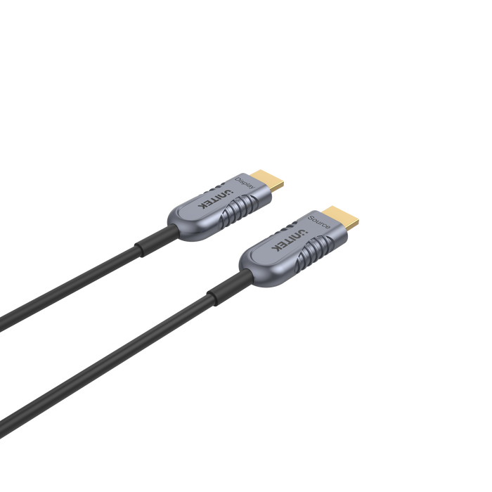 UNITEK 15M Ultrapro HDMI2.1 Active Optical Cable. Color: Space Grey + Black.