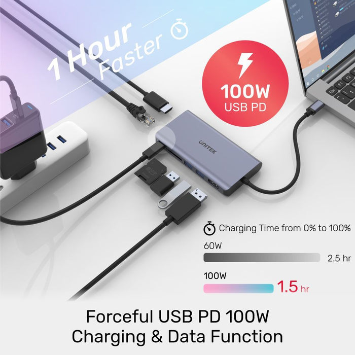 UNITEK 7-in-1 USB 3.1 Multi-Port Hub with USB-C Connector. Includes 1x HDMI Port