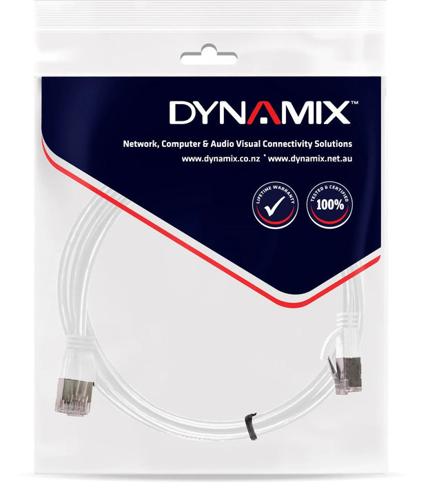 DYNAMIX 2m Cat6A S/FTP White Ultra-Slim Shielded 10G Patch Lead (34AWG) with RJ4 - LX2001 - Homewares, Outdoor, Phone Accessories, Cases, Speakers, Headphones + More -