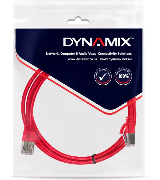 DYNAMIX 0.5m Cat6A S/FTP Red Ultra-Slim Shielded 10G Patch Lead (34AWG) with RJ4 - LX2001 - Homewares, Outdoor, Phone Accessories, Cases, Speakers, Headphones + More -