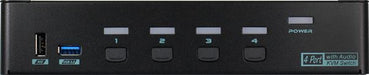 REXTRON 4 Port USB-A KVM Switch with Audio & Hotkey Control. 4 Computers Share U