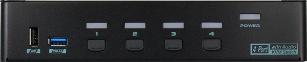 REXTRON 4 Port USB-A KVM Switch with Audio & Hotkey Control. 4 Computers Share U