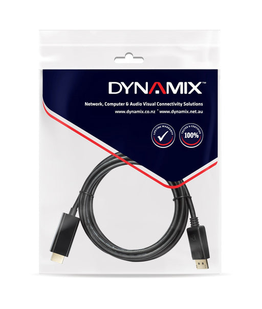 DYNAMIX 1m DisplayPort 1.2 to HDMI 1.4 Monitor cable. Max Max Res: 4K@30Hz