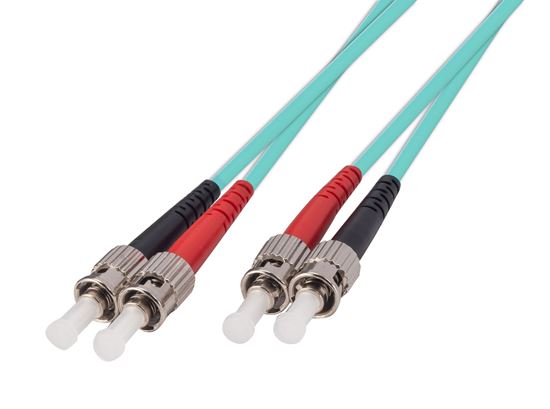 DYNAMIX 1M 50u ST/ST OM3 Fibre Lead (Duplex, Multimode) Aqua LSZH Jacket