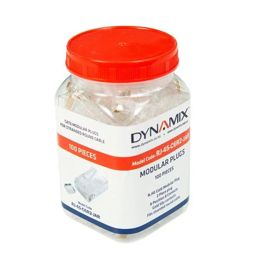 DYNAMIX Cat6 RJ45 Plug 100pc Jar, 8P8C 2 Piece Modular Plug (Rounded Stranded). - LX2001 - Homewares, Outdoor, Phone Accessories, Cases, Speakers, Headphones + More -