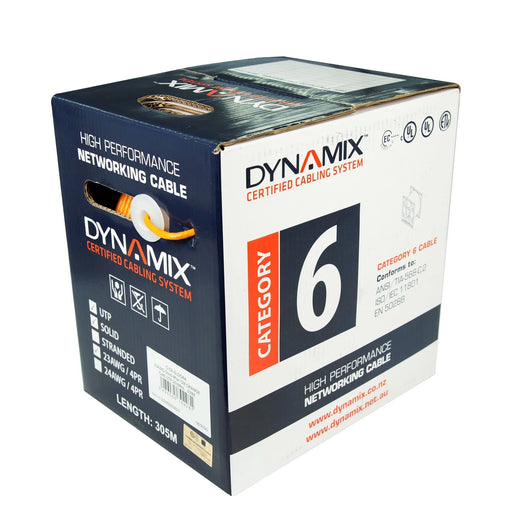 DYNAMIX 305m Cat6 Orange UTP SOLID Cable Roll, 250MHz, 23AWGx4P, PVC Jacket - LX2001 - Homewares, Outdoor, Phone Accessories, Cases, Speakers, Headphones + More -