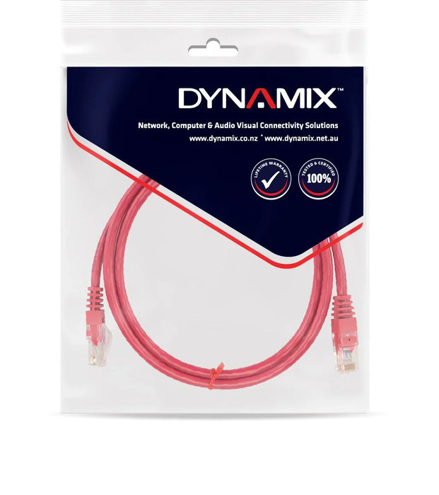 DYNAMIX 1m Cat5e Red UTP Patch Lead (T568A Specification) 100MHz 24AWG Slimline - LX2001 - Homewares, Outdoor, Phone Accessories, Cases, Speakers, Headphones + More -