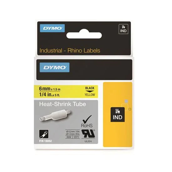 DYMO Genuine Rhino Industrial Labels- HeatShrink Tube 6mm Black on Yellow.Made o - LX2001 - Homewares, Outdoor, Phone Accessories, Cases, Speakers, Headphones + More -