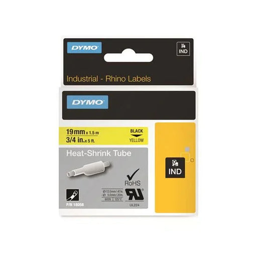 DYMO Genuine Rhino Industrial Labels-Heat Shrink Tube 19mm Black on Yellow.Made - LX2001 - Homewares, Outdoor, Phone Accessories, Cases, Speakers, Headphones + More -